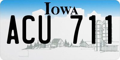 IA license plate ACU711