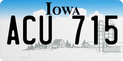 IA license plate ACU715