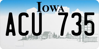 IA license plate ACU735
