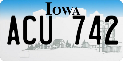 IA license plate ACU742