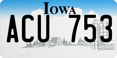 IA license plate ACU753