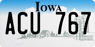 IA license plate ACU767