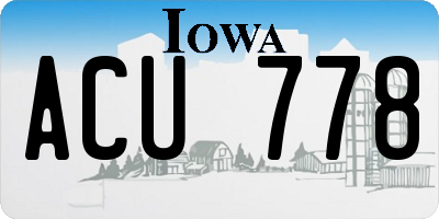 IA license plate ACU778