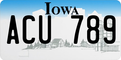 IA license plate ACU789