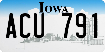 IA license plate ACU791