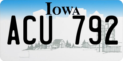 IA license plate ACU792