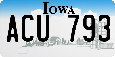 IA license plate ACU793