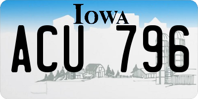 IA license plate ACU796