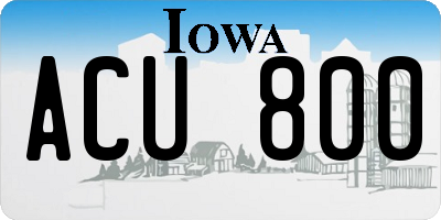 IA license plate ACU800