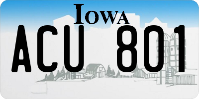 IA license plate ACU801