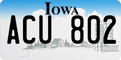 IA license plate ACU802