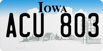 IA license plate ACU803