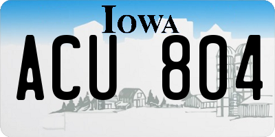 IA license plate ACU804