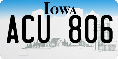 IA license plate ACU806