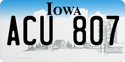 IA license plate ACU807