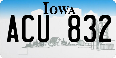 IA license plate ACU832