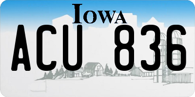 IA license plate ACU836
