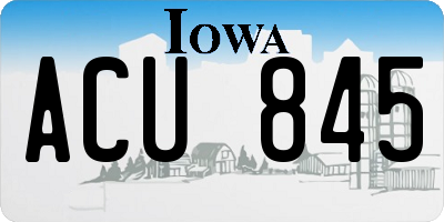 IA license plate ACU845