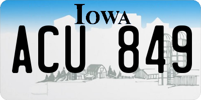 IA license plate ACU849