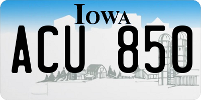 IA license plate ACU850