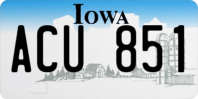 IA license plate ACU851