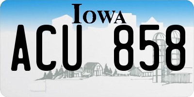 IA license plate ACU858