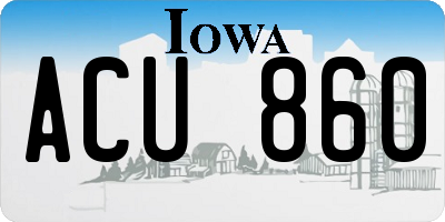 IA license plate ACU860