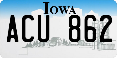 IA license plate ACU862