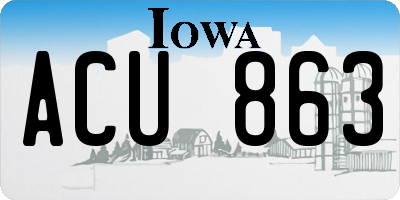 IA license plate ACU863