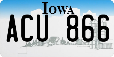 IA license plate ACU866