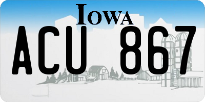 IA license plate ACU867
