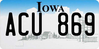 IA license plate ACU869