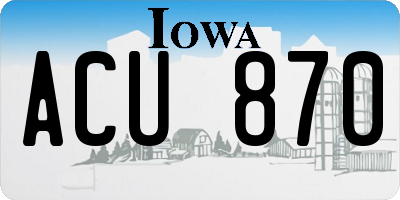 IA license plate ACU870