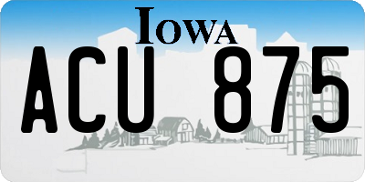 IA license plate ACU875