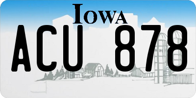 IA license plate ACU878
