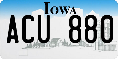 IA license plate ACU880