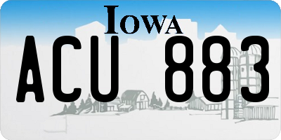 IA license plate ACU883