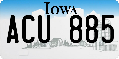 IA license plate ACU885