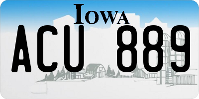 IA license plate ACU889