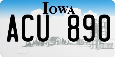 IA license plate ACU890