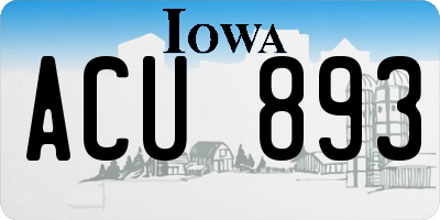 IA license plate ACU893