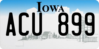 IA license plate ACU899
