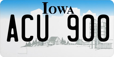 IA license plate ACU900