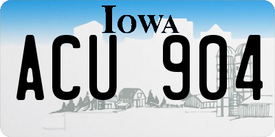 IA license plate ACU904