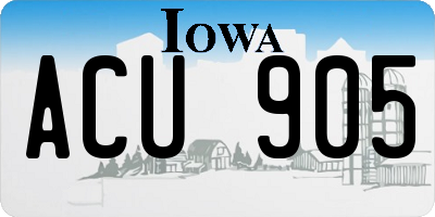 IA license plate ACU905