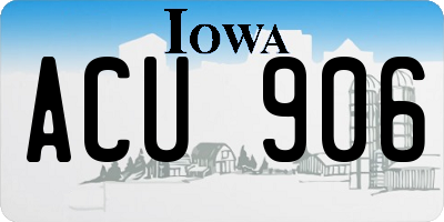 IA license plate ACU906