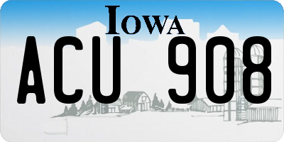 IA license plate ACU908