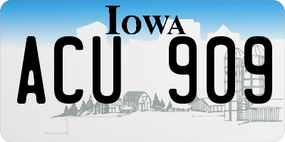 IA license plate ACU909