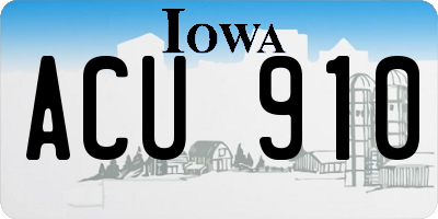 IA license plate ACU910