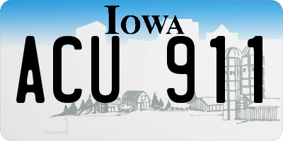 IA license plate ACU911